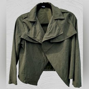 Green Jacket Shein Size 11-12 very soft lightweight open front layering